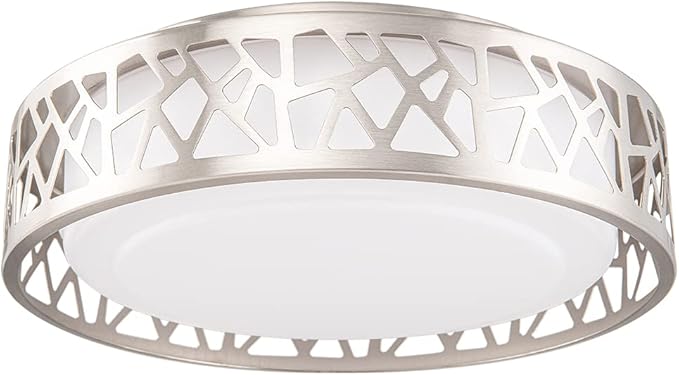 Flush Mount Light Fixtures, 12 Inch Dimmable LED Kitchen Ceiling Lights, 15W 1100 Lumens 3000K Warm White, ETL Listed,Brush Nickel Finished,Metal Body and Acrylic Shade
