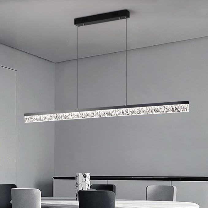 Modern Led Pendant Light, Dimmable Crystals Led Chandelier for Dining Room Light Fixture Over Table Creative Vertical Pendant Light for Kitchen Island, Dining Room, Bedroom(49.6IN)
