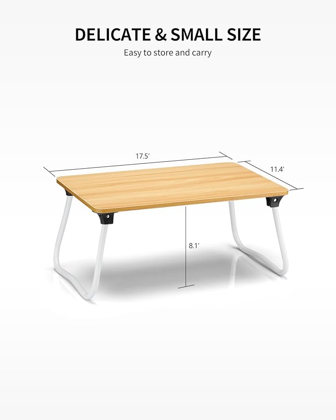 Ruxury Foldable Lap Desk Laptop Stand Bed Desk Table Tray, Breakfast Serving Tray, Portable & Lightweight Mini Table, Lap Tablet Desk for Sofa Couch Floor - Wood