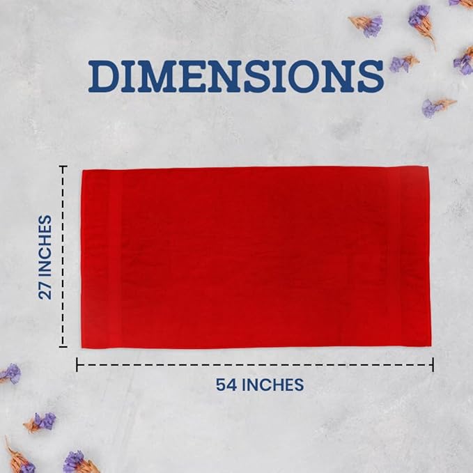 Casa Lino Red Bath Towels Set of 4 (54" x 27") - Large Bathroom Towel Set - 100% Cotton Towels for Bathroom - Highly Absorbent & Quick Dry Bath Towel Multipack - New Apartment Essentials