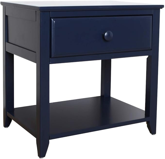 Max & Lily Twin Bed with Trundle and Nightstand, Wood Bed Frame with Headboard for Kids, Blue