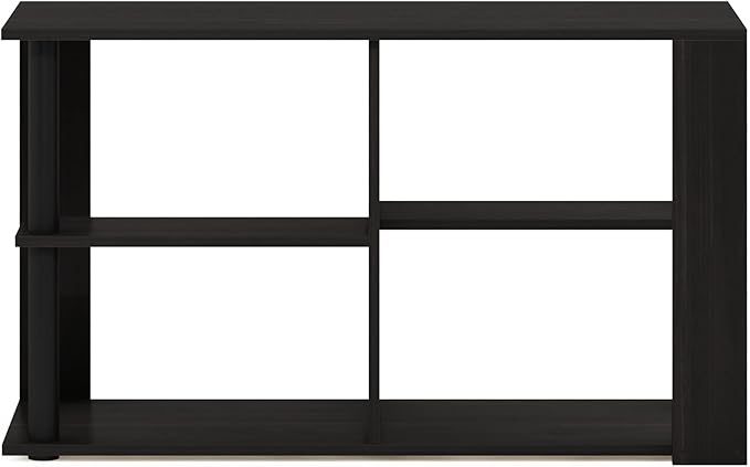 Furinno Romain Narrow End Table with Shelves, Espresso/Black