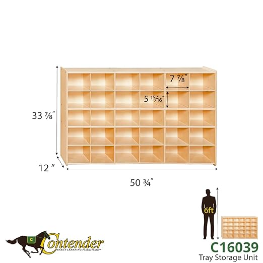 Contender C16039 30 Cube Cubby Storage Organizer Without Trays, Cubby Shelf for Kids Toys, Daycare, Classroom, 47-inch Width