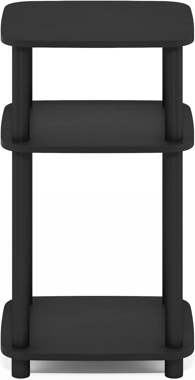 Furinno Just 3-Tier Turn-N-Tube Curve End Table, Side Table, 1-Pack, Americano/Black