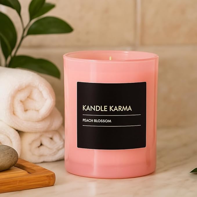 Luxury Soy Wax Candle, Peach Bloosom Scented Candle Gifts for Women, Non-Toxic, Highly Scented & Long Lasting Upto 45 Hours Burning Time Natural Large Aromatherapy Bathroom Candles: 25 Oz