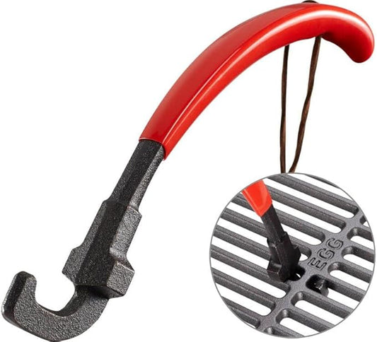 Universal Grill Grate Lifter Tool - Hot Surfaces Handling Cooking Grid Lifter Gripper with Non-Slip and Anti-scalding Coating Handle fits Most Heavy-Duty Cast Iron and Stainless Grates
