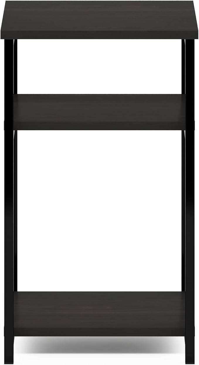 Furinno Just 3-Tier Metal Frame End Table with Storage Shelves, 1-Pack, Espresso