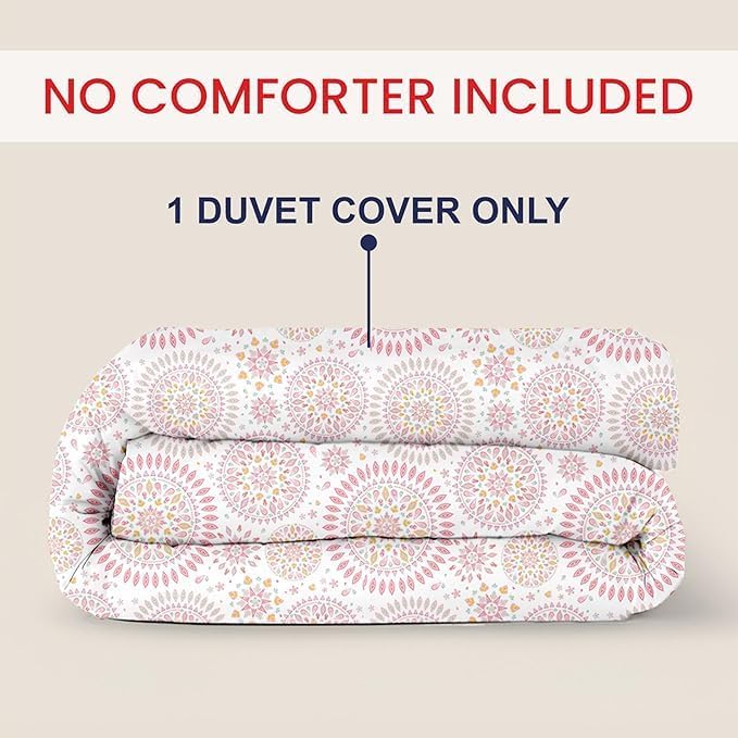 Kotton Culture 1 Pc Queen Size Duvet Cover Only -100% Egyptian Cotton Sateen 600 Thread Count Ultra Soft Premium Durable Comforter Cover Zipper Closure & Corner Ties (Mandala, Queen/Full 90" X 90")