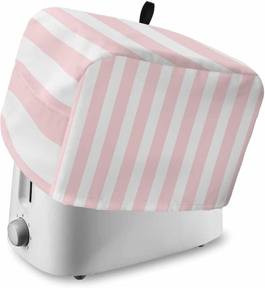Toaster Cover 2 Slice Pink Stripes Toaster Oven Cover with Pockets Pink White Vertical Striped Dustproof Bakeware Protector Small Kitchen Appliance Dust Covers and Fingerprint Protection for Women