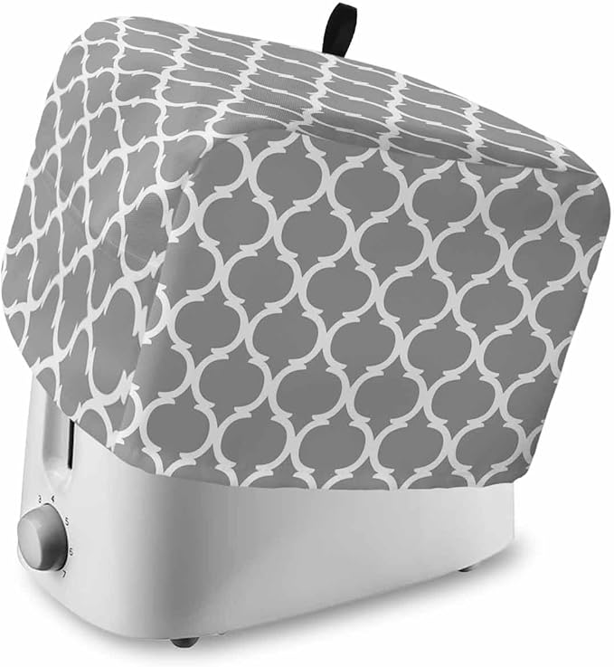 Toaster Cover 2 Slice Moroccan Lattice Toaster Oven Cover with Pockets Grey Geometric Classic Dustproof Bakeware Protector Small Kitchen Appliance Dust Covers and Fingerprint Protection for Women