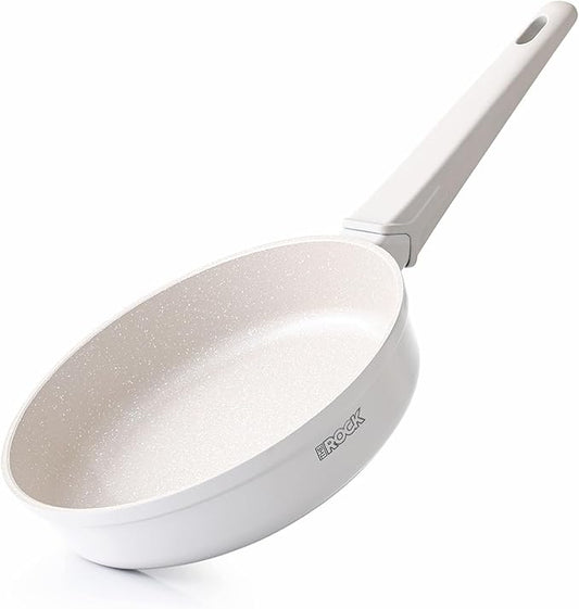 THE ROCK SOHO 8-Inch Ceramic Non Stick Frying Pan – Nothing Sticks, Never Warps, Lasts Longer, Non Toxic Skillet with Heat-Resistant Handle, PTFE PFOA & PFAS Free, Oven & Dishwasher Safe, Cream