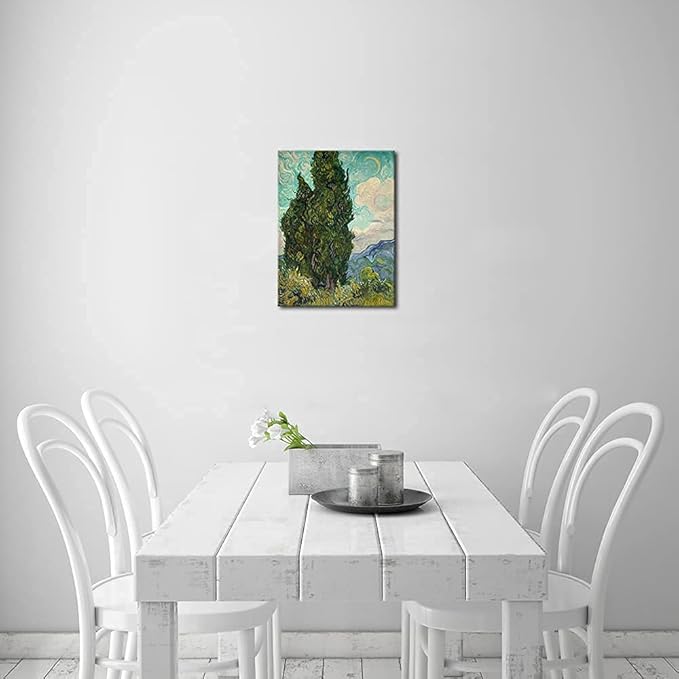 Wieco Art Cypresses Classic Giclee Canvas Prints Wall Art by Van Gogh Famous Oil Paintings Reproduction Green Tree Picture Ready to Hang for Home Decorations Modern Abstract Forest Landscape