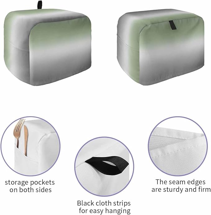 Toaster Cover 4 Slice Sage Green Toaster Oven Cover with Pockets Ombre Green Grey Dustproof Bakeware Protector Small Kitchen Appliance Dust Covers and Fingerprint Protection for Women