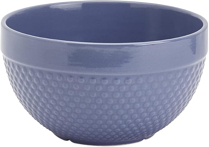 TTU Tabletops Gallery Hobnail Style 4 Piece Blue Storm Stoneware Nesting Mixing Bowl Set for Baking and Cooking