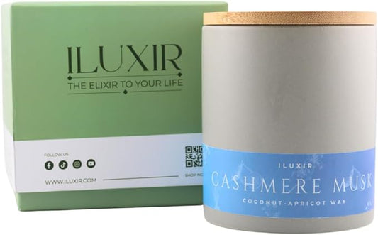 Amber, Vetiver & Florals Cashmere Musk Luxury Candle – Organic Scented Fragrance, Long Burning, Phthalate-Free, Vegan, Handcrafted 13 oz Candle with Luxury Gift Box for Home & Office