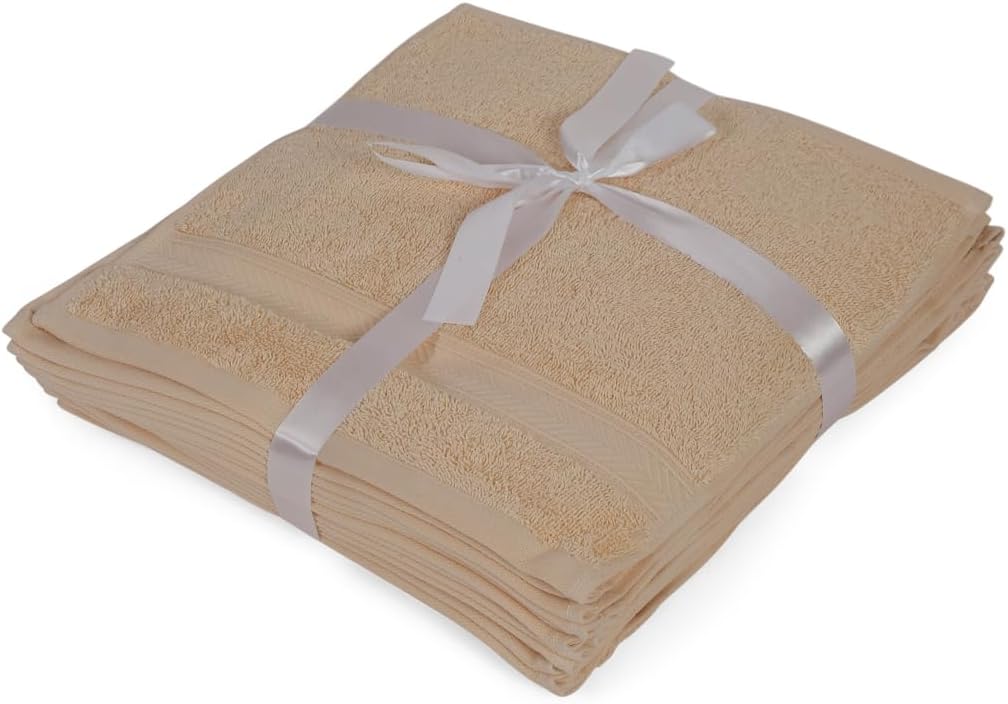Casa Lino Face Towels & Body Wash Cloths for Showering - 100% Cotton Wash Cloths for Bathroom - Highly Absorbent & Quick Drying Washcloth Set - Cotton Washcloths 24 Pack (12" x 12") - (Linen Brown)