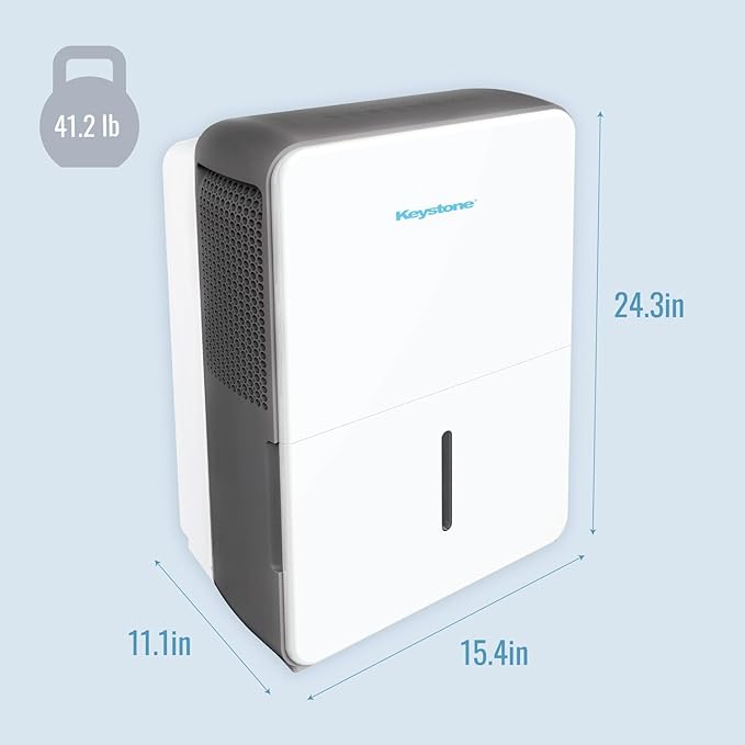 Keystone Energy Star 50-Pint Portable Dehumidifier, 115V, Extra Large Rooms up to 4,500 Sq.Ft. with Built-in Pump, Quiet Home Dehumidifier and Moisture Absorber