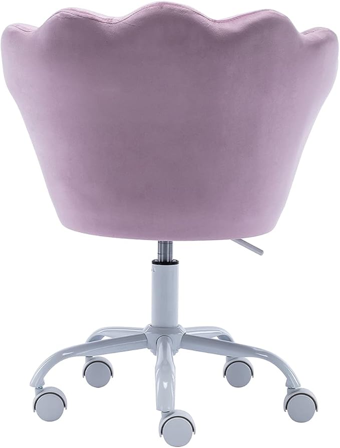chairus Cute Kids Desk Chair Velvet Living Room Accent Armchair Upholstered Teens Vanity Chair with Seashell Back, Adjustable Swivel Children Study Chair for Computer Homework, Purple