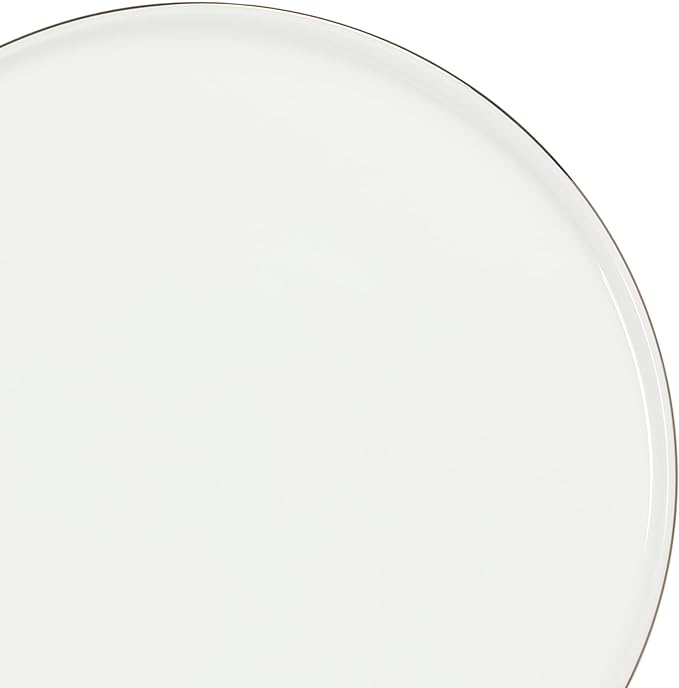 Gibson Elite Lana 16 Piece Bone China Double Plates and Bowls Dinnerware Set, White w/Gold Rim