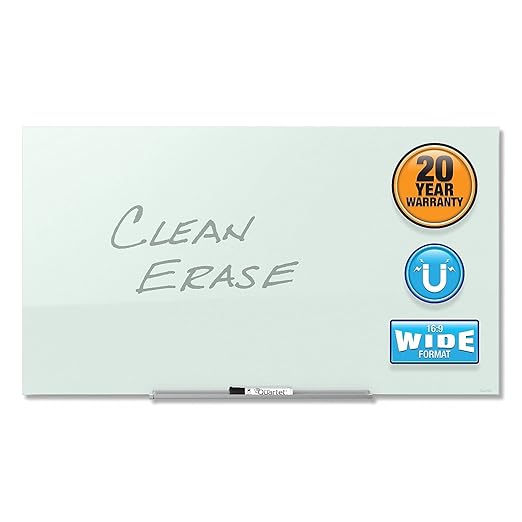 Quartet Glass Whiteboard, Magnetic Dry Erase Board, Wall Mounted Whiteboard for Office, School and Home, 39"W x 22"H, White (G3922IMW)