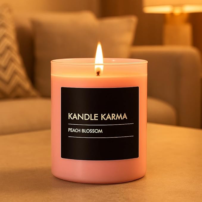 Luxury Soy Wax Candle, Peach Bloosom Scented Candle Gifts for Women, Non-Toxic, Highly Scented & Long Lasting Upto 45 Hours Burning Time Natural Large Aromatherapy Bathroom Candles: 25 Oz