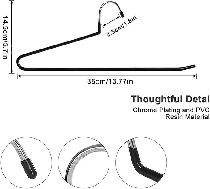 devesanter Pants Hangers 20 Pack Open Ended Metal Jeans Hangers Space Saving Hanger for Pants Closet Storage Organizer for Clothes Leggings Trousers Ties Slacks Short Skirt(Black)