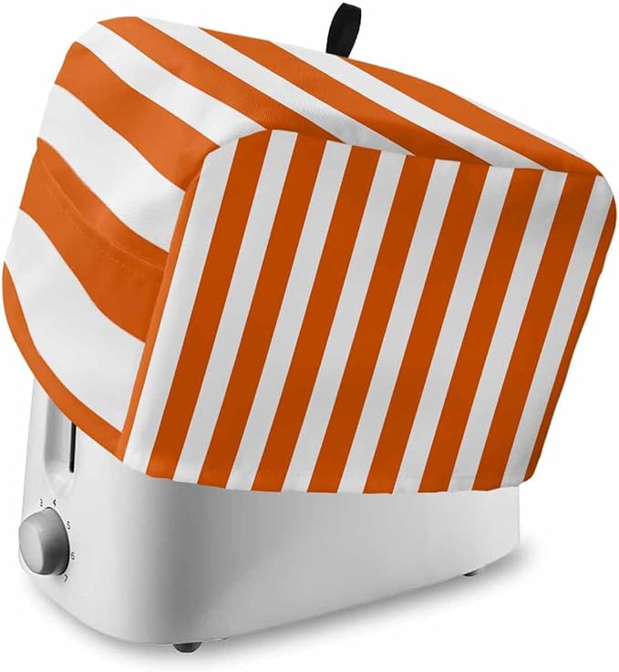 Toaster Cover 2 Slice Orange Stripes Toaster Oven Cover with Pockets Vertical Striped Dustproof Bakeware Protector Small Kitchen Appliance Dust Covers and Fingerprint Protection for Women