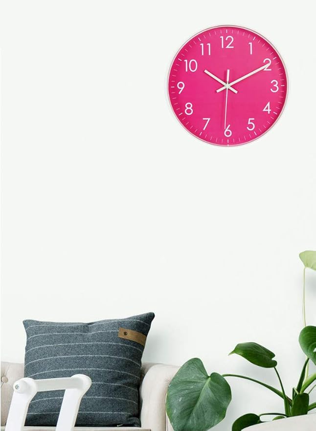 10-Inch Modern Simple Wall Clock Indoor Silent Non-Ticking Quartz Quiet Sweep Movement Battery Operated Wall Clock for Office/Kitchen/Bedroom/School Decorative