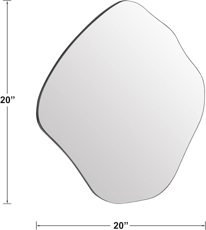 BOMINICA Irregular Wall Mirror Asymmetrical Mirror Frameless Mirror for Bathroom Living Room Entryway Bedroom, 20" x 20"
