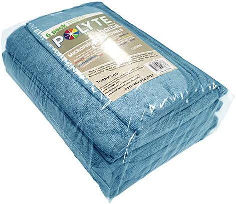 POLYTE Oversize, 60 x 30 in., Quick Dry Lint Free Microfiber Bath Towel Set, 6 Piece (Blue)