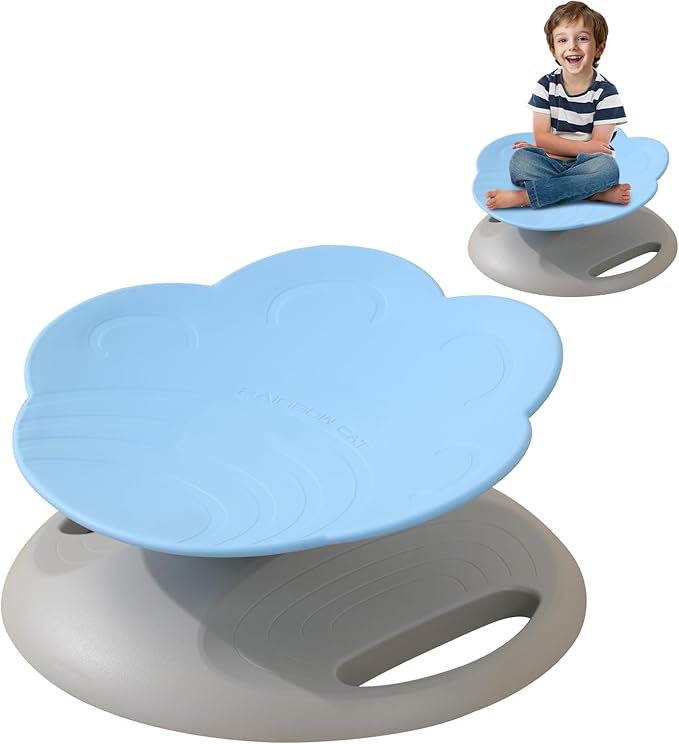 Swivel Chair for Kids, 360° Spinning Seat, Toddler Sit and Spin Chair, Sensory Balance Toys for Children, Autism Sensory Equipment ADHD Perfect for Home Classroom Therapy Centers (Blue)