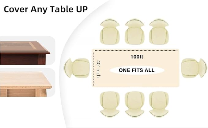 Craft And Party, Ivory Plastic Table Cover Roll - 40in X 100 feet Heavy Duty Plastic Banquet Table Cover Roll. (Ivory)