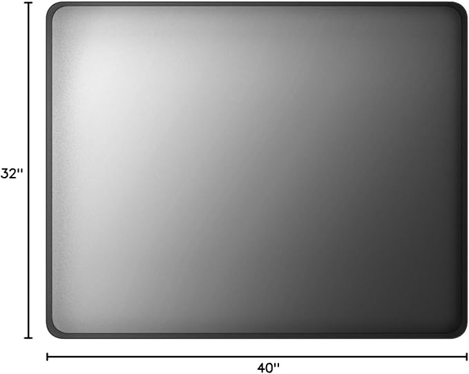 LOAAO 40X32 Inch Black Metal Framed Bathroom Mirror for Wall, Matte Black Bathroom Vanity Mirror Farmhouse, Large Rounded Rectangle Mirror, Anti-Rust, Tempered Glass, Hangs Horizontally or Vertically