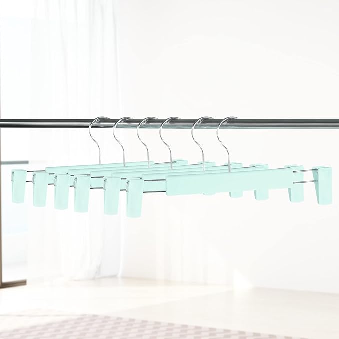 20 Pack Pants Hangers with Adjustable Non-Slip Clips Anti-Rust Hanging Hook for Trouser,Skirts,Jeans,Clothes Hangers Green
