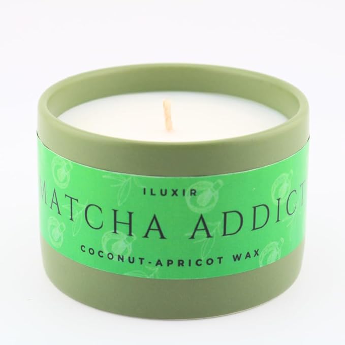 Matcha Scented Candle – Green Tea Citrus Sandalwood Aromatherapy Candle, Long Burning, Hand-Poured Coconut Apricot Wax, Non-Toxic, Cruelty-Free, Made in USA - 5 oz