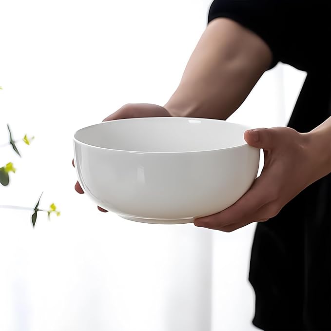 Zscera 40 oz Soup Bowls, Pho Bowls, Salad Bowls, Cereal Bowls, Durable Porcelain Off White Bowls Set of 4, 7 Inch