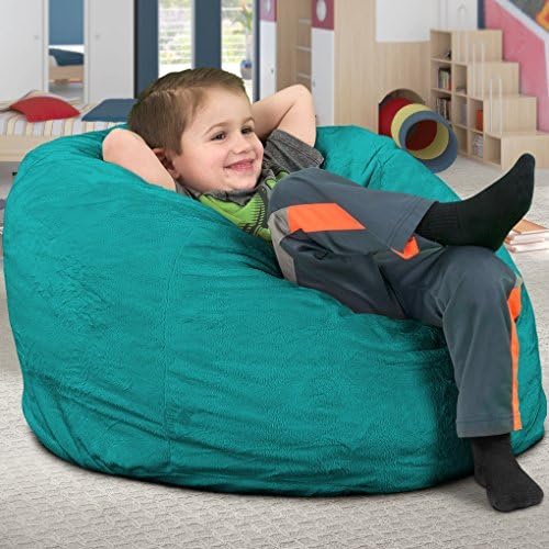 Ultimate Sack Kids Bean Bag Chair, Oversize Bean Bag Chair for Adults, Comfy Chair Bean Bag Couch Lounge Sofa Loveseat Furniture | Teal Suede