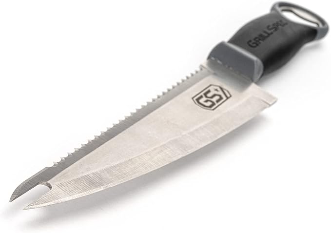 VIPER Grill Utility Knife - 8 inch High Carbon Stainless Steel Chef Knife Bread Knife Meat Turner Bottle Opener with Sheath Grilling Gifts for Dad Men