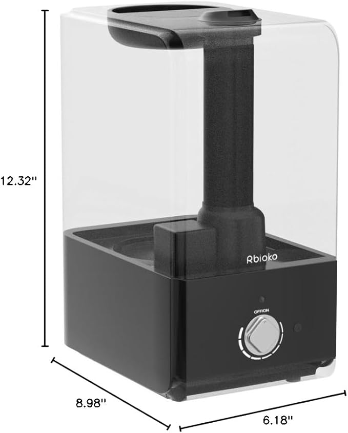 Humidifiers for Large Room Bedroom (6.5L), Cool Mist Ultrasonic Vaporizer for Home Whole House Babies, Customized Humidity, Night Light, Whisper-Quiet (Black)