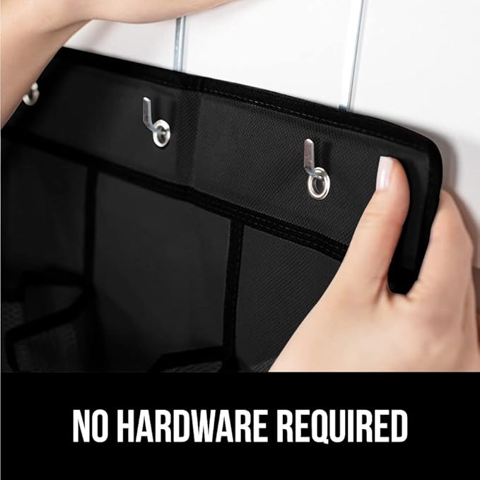 GORILLA GRIP Over the Door Shoe Organizer, 24 Large Breathable Mesh Pockets, Space Saving Hanging Storage Holder, Closet Rack Hanger Holds Up to 40 lbs, Hangs on Closets for Shoes, Accessories, Black