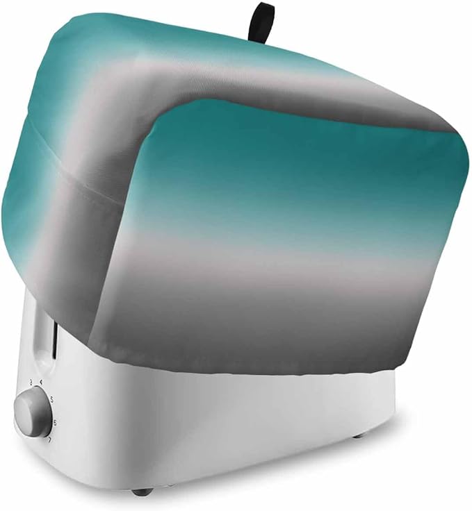 Toaster Cover 4 Slice Green and Grey Ombre Toaster Oven Cover with Pockets Teal Gradient Color Dustproof Bakeware Protector Small Kitchen Appliance Dust Covers and Fingerprint Protection for Women