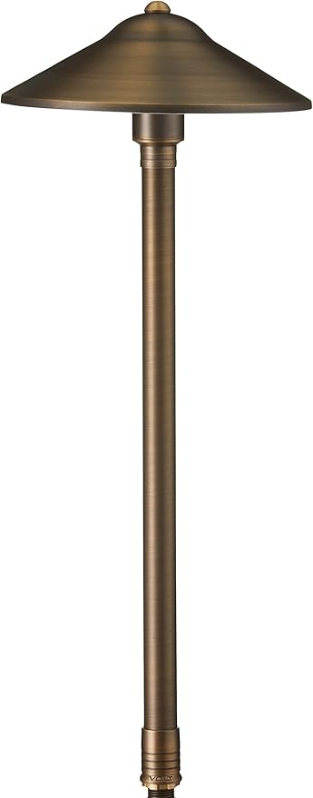 VOLT Max Spread 12V Cast Brass Path Light (25" Tall, 9" Shade) with 3W 2700K Warm White G4 LED Bulb for Low Voltage Landscape Lighting on Outdoor Pathway, Walkway, Garden, Driveway or Patio