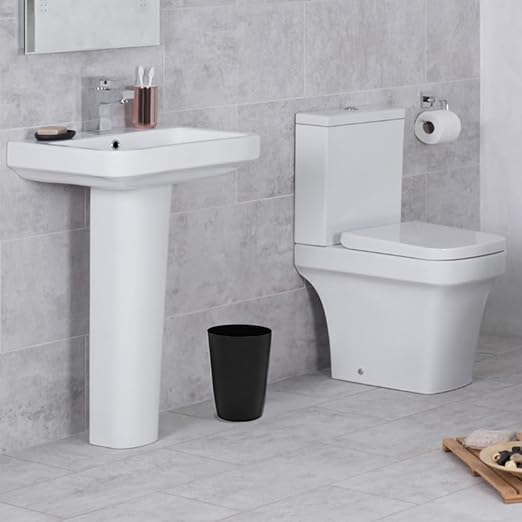 HOLDN’ STORAGE Small Trash Can - 1.58 Gallon Open Top Waste Bin, Compact Waste Can Perfect for Bathroom, Kitchen, Office, Dorm - Durable Garbage Can - Glossy Black