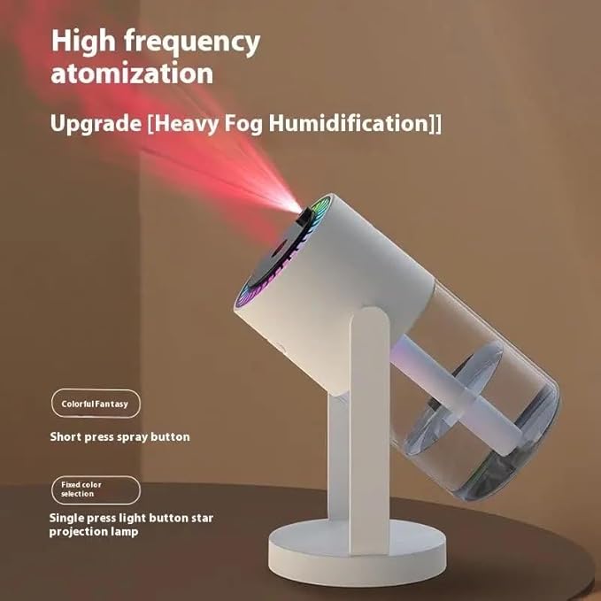 USB portable & adjustable humidifier with 7 colors Starry Sky Led, Car and Home use (White)