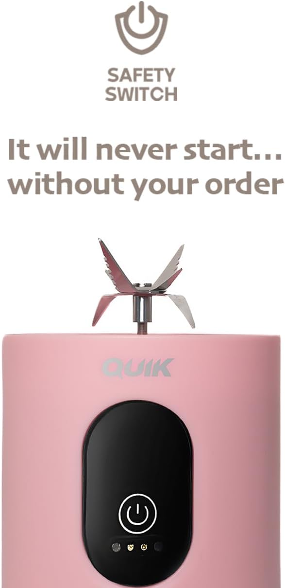 Portable Blender - Cordless 24oz. Personal Blender for Shakes and Smoothies, Licuadora, BPA Free - Ice Crush, Dishwasher safe parts, Waterproof, Triple Batteries, Juicer Cup (Pink)