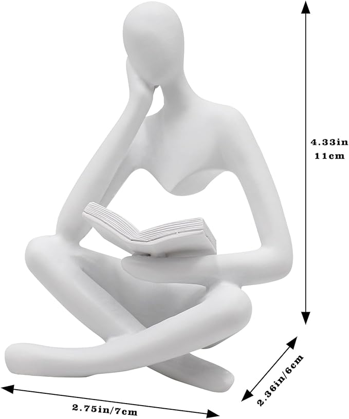 Reading Women Statue, Thinker Sculptures, Abstract Art Ornament, Modern Aesthetic Figurine Decoration, Suitable for Home Living Room Bedroom Office Shelf Table Desk Bookshelf Decor