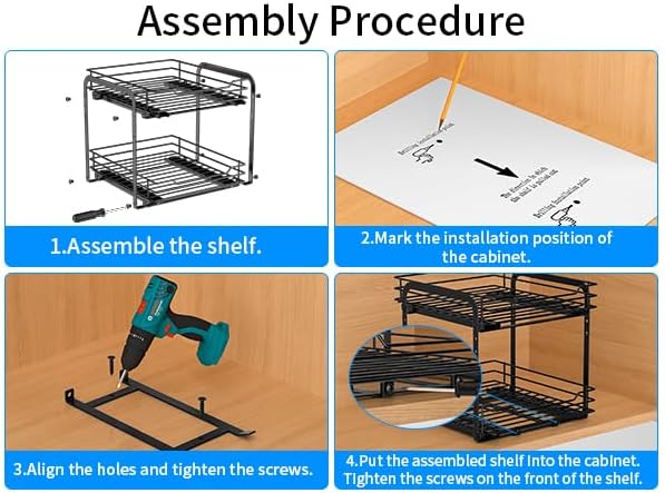 RCHYFEED Spice Rack Organizer for Cabinet, 2 Tier Pull Out Spice Racks for Inside Cabinets & Pantry, Height Adjustable Heavy Duty Vertical Spice Shelf for Seasoning Organizer(9.5" Wx10.5 Dx9.5 H)