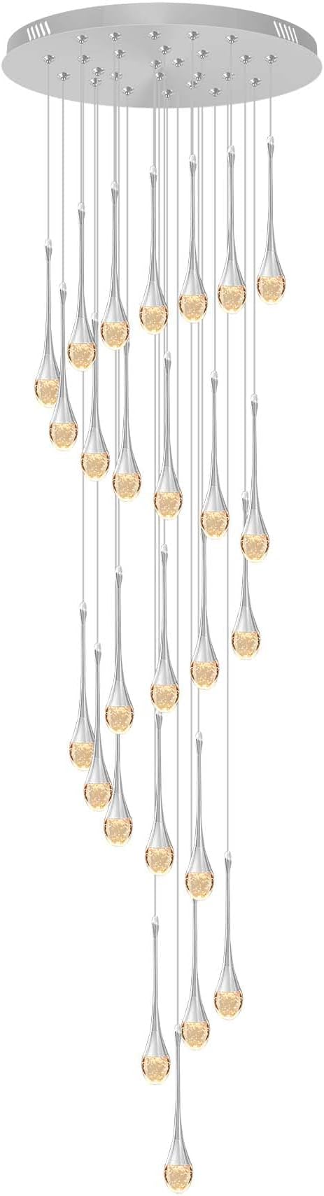 138" Large Crystal Chandelier for High Ceiling Modern K9 Crystal Raindrop Chandeliers Lighting Round Ceiling Light Entryway Staircase Foyer Villa LED Dimmable 2700-6000K