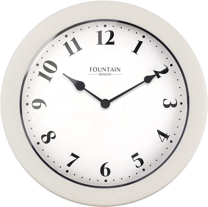 8.26" Nordic Indoor/Outdoor Clock, Waterproof & Dustproof, Modern Style, Snowberry White Color (Qualified for Bathroom and All Outdoor Area)
