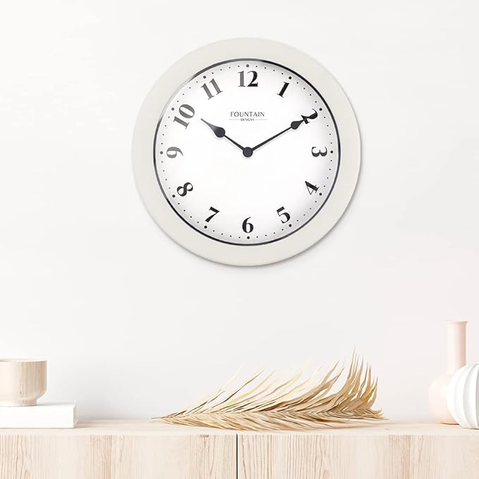 8.26" Nordic Indoor/Outdoor Clock, Waterproof & Dustproof, Modern Style, Snowberry White Color (Qualified for Bathroom and All Outdoor Area)